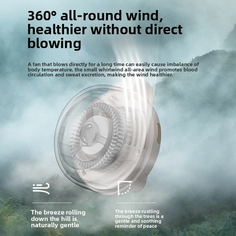 Portable Bladeless Mini Fan – USB Rechargeable Clip-On Fan