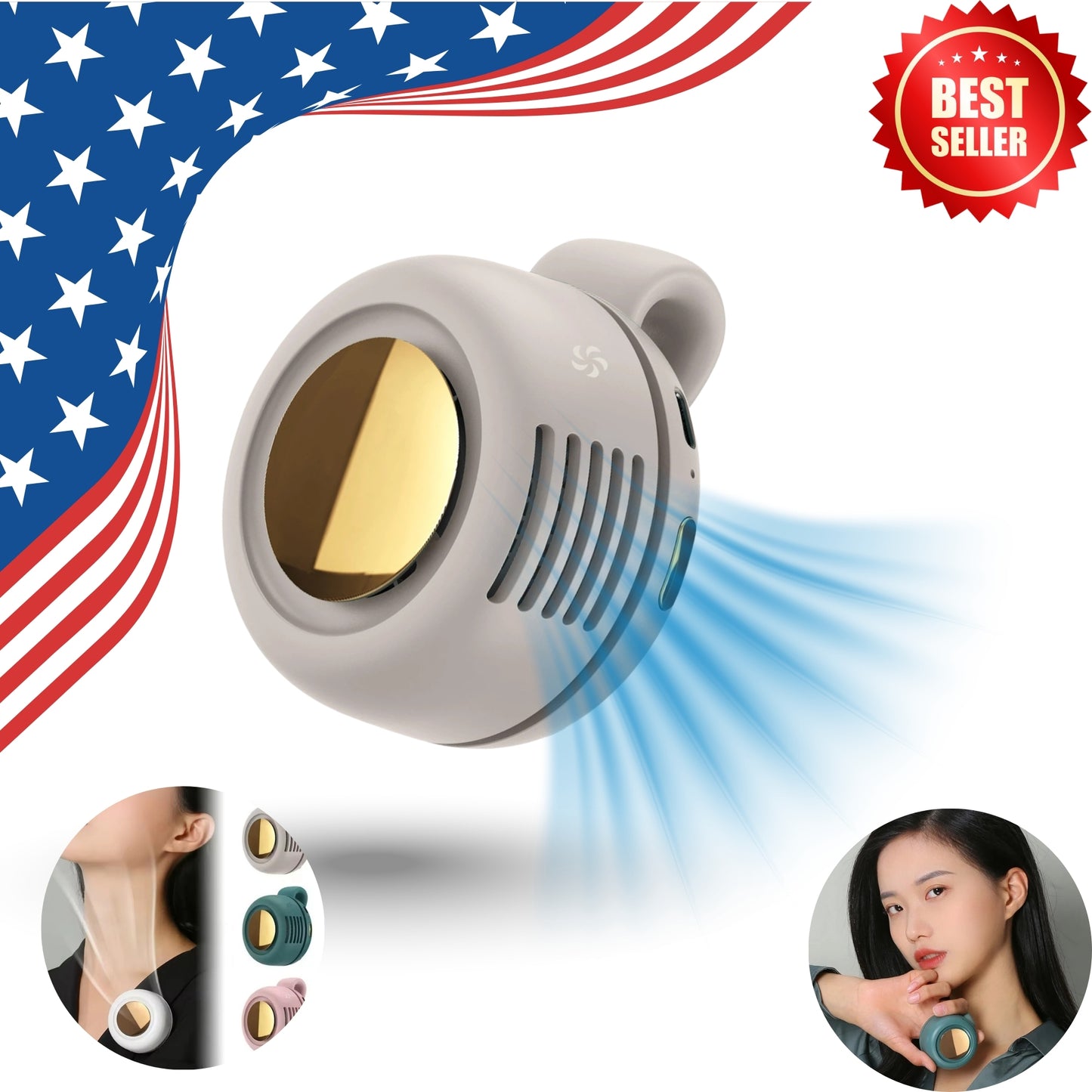 Portable Bladeless Mini Fan – USB Rechargeable Clip-On Fan