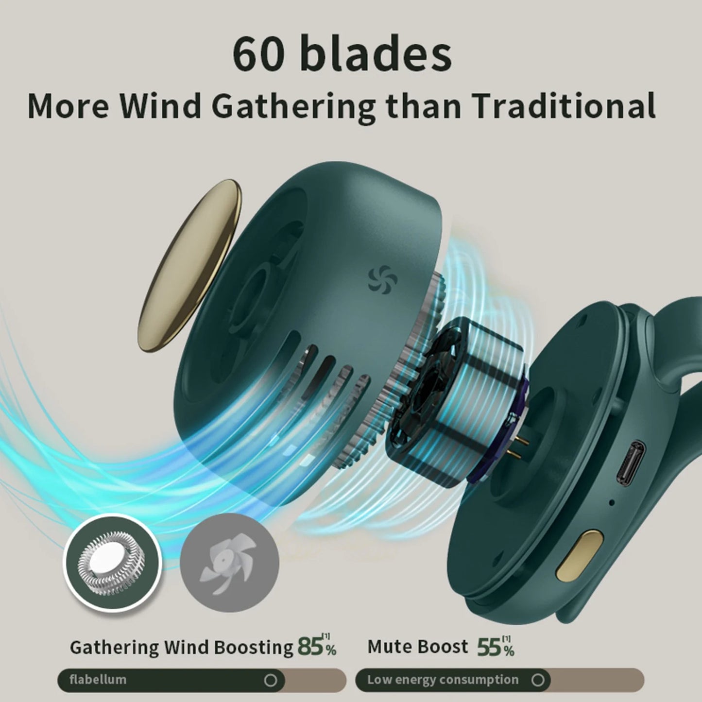 Portable Bladeless Mini Fan – USB Rechargeable Clip-On Fan