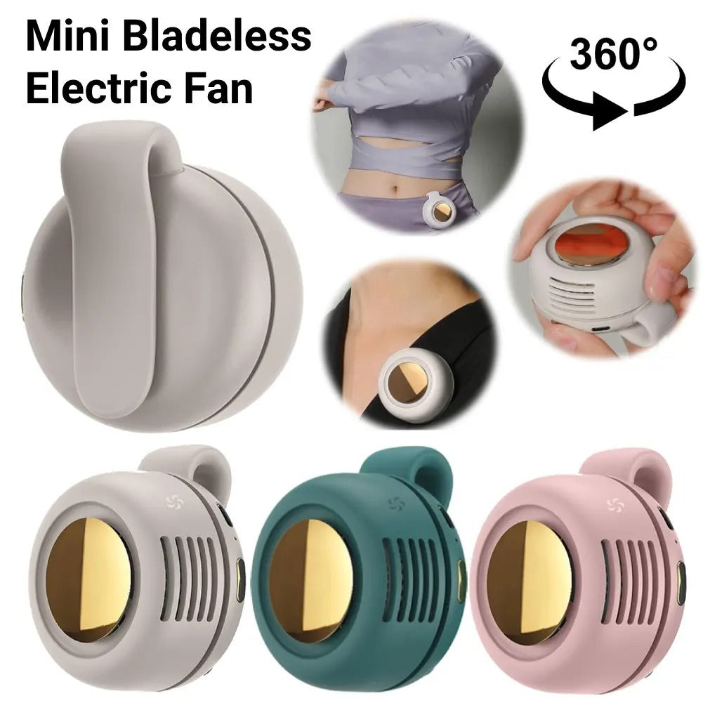 Portable Bladeless Mini Fan – USB Rechargeable Clip-On Fan