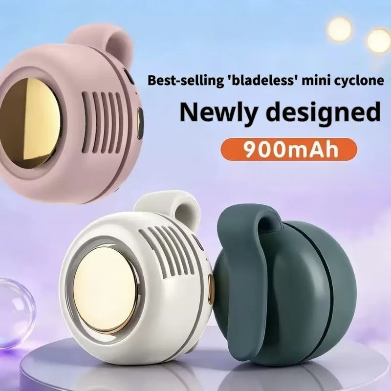 Portable Bladeless Mini Fan – USB Rechargeable Clip-On Fan