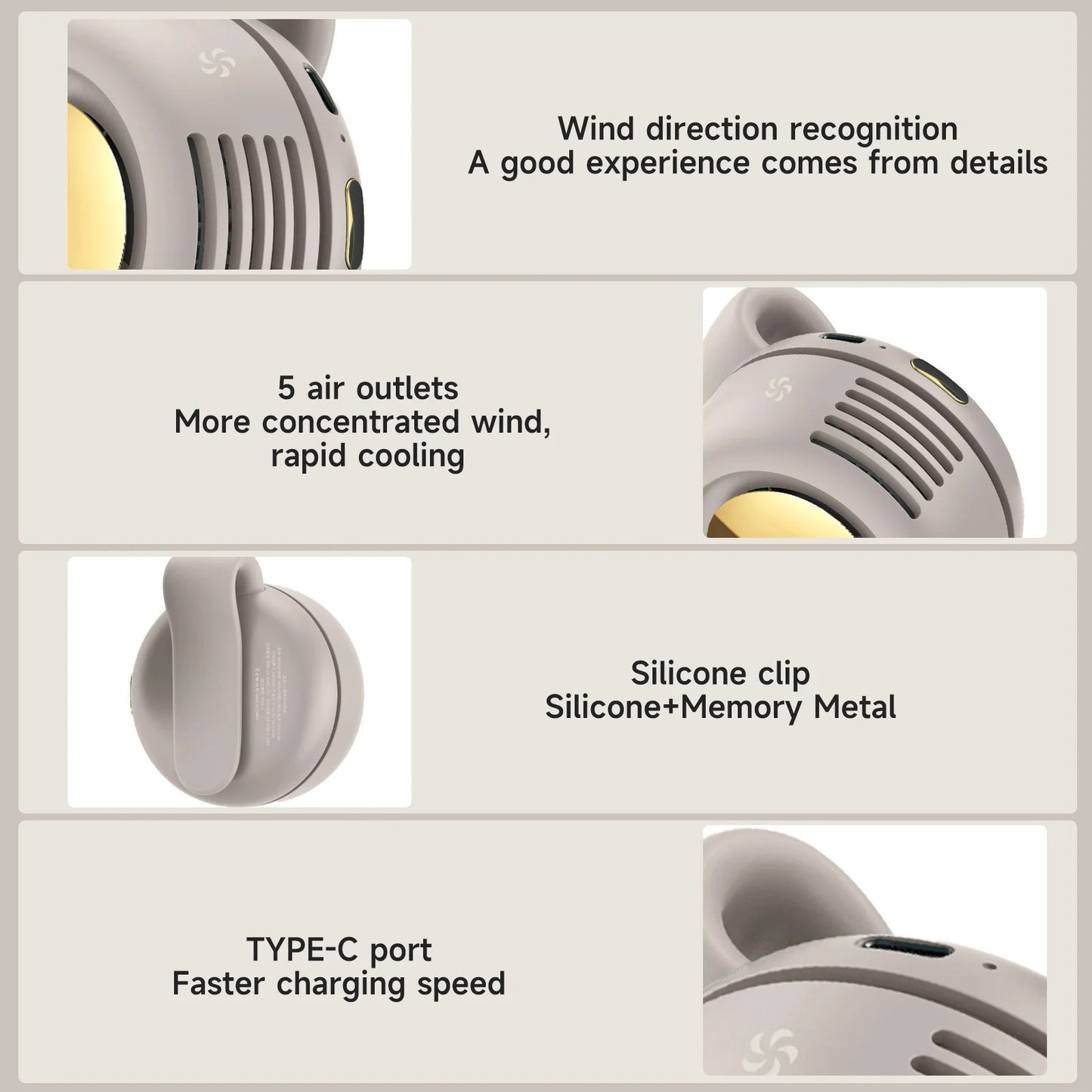 Portable Bladeless Mini Fan – USB Rechargeable Clip-On Fan